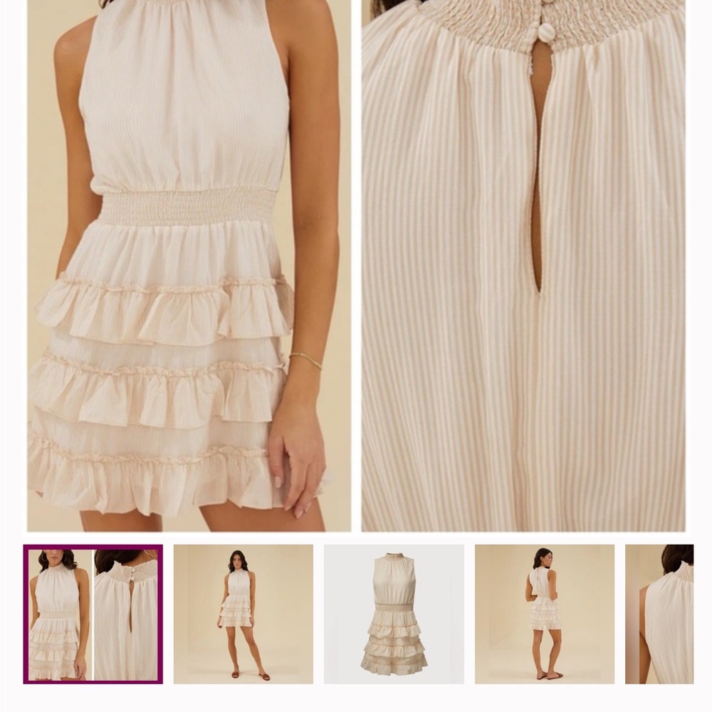 Rachel Parcell Cream Ruffled Halter Sundress